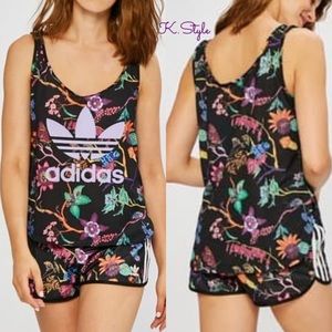 Adidas Floral Tank Top & Shorts Set